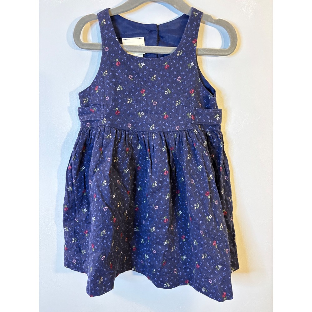 VTG Laura Ashley Mother & Child Naby Blue Floral Jumper Dress 12 Mo Pinafore